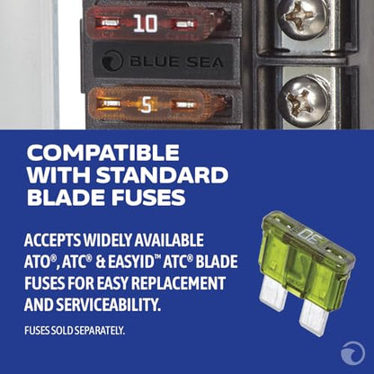 Blue Sea Systems ST Blade Fuse Block Compact 4 Circuit With Cover, 100 Amps, 5045 - color: With cover, style: 4 Circuit