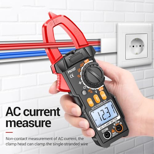 Digital Clamp Meter, 6000 Counts, T RMS Multimeter, Auto Ranging Voltmeter Ampmeter with AC DC Current Voltage, NCV Live Wire, Inrush, Diode, Temperature, Continuity