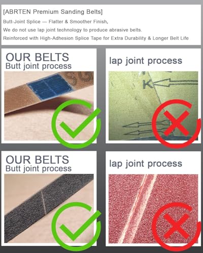 1/2 x 18 Inch Sanding Belts, Ceramic + SiC, 20 Pack, 60-240 Grit - size: 1/2x18 inch