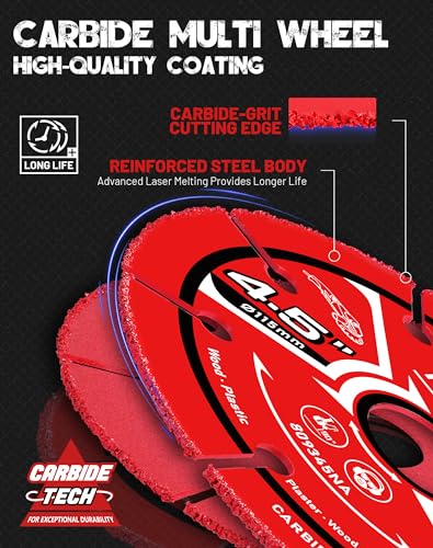 EZARC 4-1/2 Inch Carbide Cut Off Wheels for Wood, Nails, Plaster, 2-Pack - style: 4-1/2 Inch