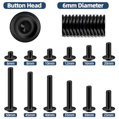 M6 x 35mm Flanged Button Head Socket Cap Screws, Black Oxide, Full Thread, Allen Socket Drive, 304 Stainless Steel, 25 PCS - color: Black, size: M6 x 35mm