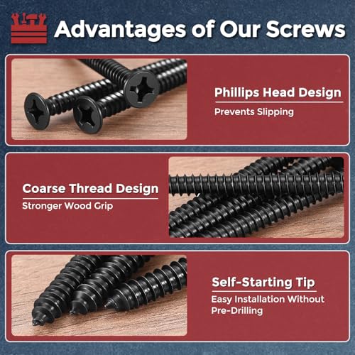 50pcs Phillips Wood Screws #8x1-1/4 304 Stainless Steel Black - color: Black, size: #8x1-1/4"