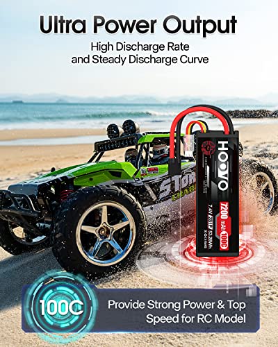 HOOVO 2S Lipo Battery 7.4V 7200mAh 100C RC Lipo Battery Pack TR Plug 2 Pack - style: 2S 7200mAh