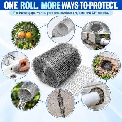 Wire Mesh for Mice Control, 5" x 33FT Stainless Steel Wool - size: 5" x 33 FT