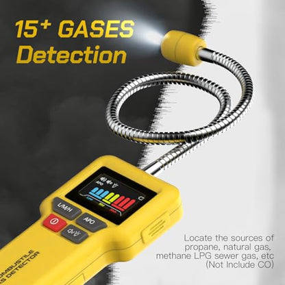 Natural Gas & Propane Leak Detector, TIDOOS Gas Leak Detector for Locating the Source of Combustible Gas Leaks (Includes 3 × Battery & Storage Bag) - Yellow