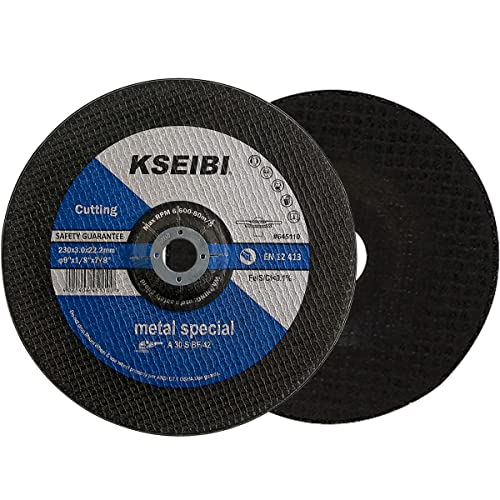 KSEIBI 645110 Grinding Wheels 10-Pack, Aluminum Oxide Discs for Metal & Stainless Steel, 9" x 1/8" x 7/8", Aggressive Grinding for Angle Grinders, Depressed Center Design - size: 9" x 1/8"