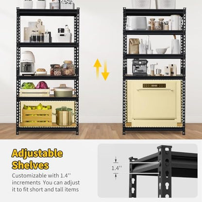 GarveeTech Heavy Duty Garage Shelving Unit, 48 in L x 24 in D x 72 in H - color: Black, size: 48" L x 24" W x 72" H