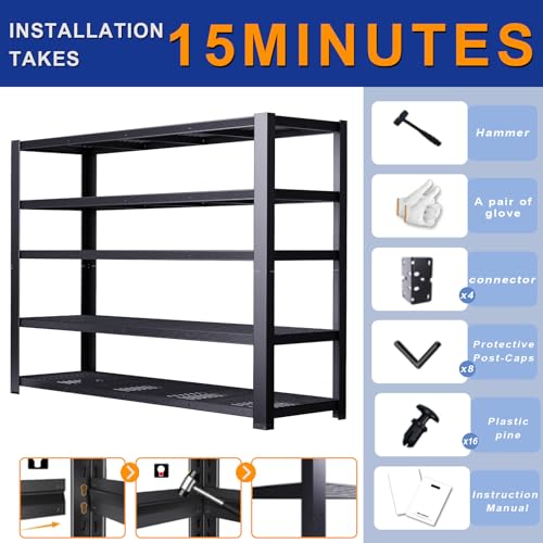 Storage Shelves Heavy Duty, Metal Shelving, 3050 LBS, 62" W - size: 24" D x 62" W x 72" H(Wire Mesh)