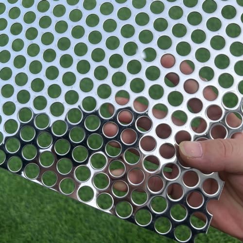 19.6"x9.8" Opening Round Holes About 1/2inch (12mm) Perforated Metal Sheets 19Gauge Expanded Metal Mesh Perforated 304 Stainless Steel Sheet Mesh Screen Panel Decorative Panel Decorati Plate - size: 19.6"x9.8", style: Round Hole 12mm