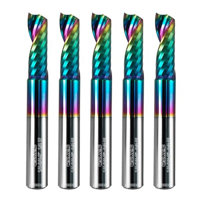 Tools Solid Carbide CNC Spiral Single Flute End Mill - for Acrylic Plate Aluminum, Wood, Plastic, Brass, Copper Cutting - 1/4 Diameter 1/4" Shank 2" Length,1 Flute (1/4-2.0" 5PCS) - size: 1/4-2.0" 5PCS