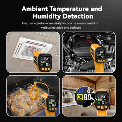 Infrared Thermometer Gun -58°F to 1796°F, 50:1 Temperature - color: -58°F to 1796°F, Yellow