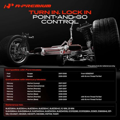 A-Premium Power Steering Rack and Pinion & Outer Tie Rod End Kit - style: Rack & Pinion + Outer Tie Rod