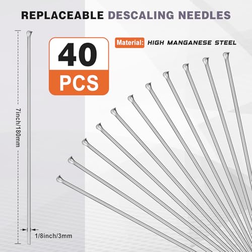 Threlaco Compact Air Needle Scaler with 40 Pieces 7' Descaling Needles Pneumatic Tools Air Powered Remove Slag Rust Paint Weld and Dirt Quickly(12 Needles)