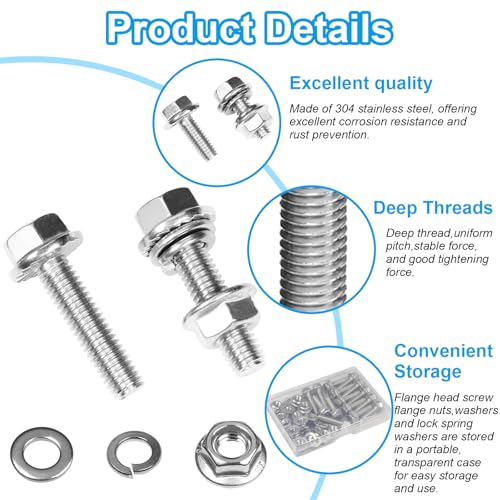 15 Sets 1/4-20 x 3/4" Flanged Hex Head Bolts Kits - size: 1/4-20 x 3/4"
