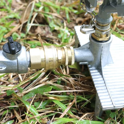 STYDDI 3/4-inch Full Flow Super Heavy Duty Hose Quick Connect Fittings, Lead-free Brass Full Port Garden Hose Quick Connector Coupler, 3/4” GHT High-Volume Hose Quick Release Adapter Set - size: 1 MALE + 1 FEMALE
