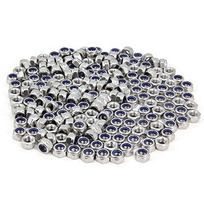 M6 x 1mm Pitch 304 Stainless Steel Self-Locking Hex Lock Nuts, Nylon Insert LockNuts Silver Metric Self Clinching Hex Lock Nuts for Hardware Parts, 200pcs/pack (M6-200pcs) - size: M6-200pcs