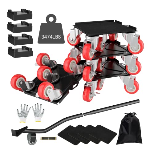 MYUEA Furniture Dolly,Furniture Movers with 5 Wheels,Carbon Steel Panel Heavy Duty Dolly,Maximum Load 3474LBS,Furniture Lifter with 5 360° Rotatable Rubber Universal Wheels(Black,6.89x6.9 in) - color: Black, size: 6.89x6.9 IN