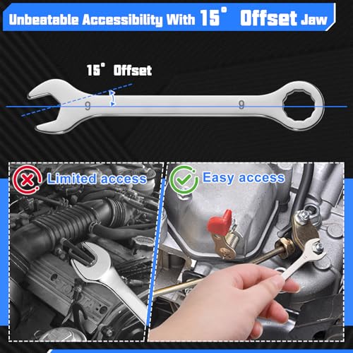 10PCS Super-Thin Mini Wrench Set Standard Metric 4mm-11mm Stainless Steel Ignition Wrenches Open End and Box End Combination Wrench Set for Tight Spaces, Circle Ring, Gate Clip in Pouch - size: Ultra-Thin Metric