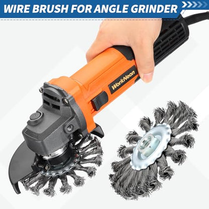 2Pack 4.5" Wire Brush for Angle Grinder with 5/8"-11 Arbor - size: 4.5 inch