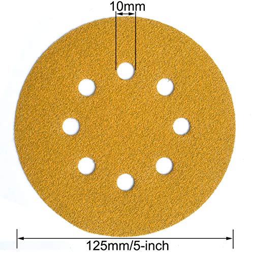 5-Inch 8-Hole Hook and Loop Sanding Discs 80-Grit, 100-Pack