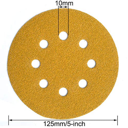 5-Inch 8-Hole Hook and Loop Sanding Discs 80-Grit, 100-Pack