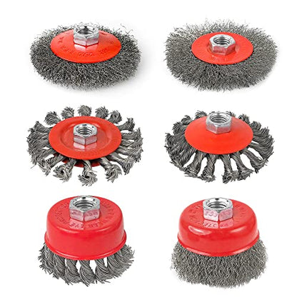 Wire Wheel for Angle Grinder Heavy Duty Carbon Knotted & Crimped Cup Set