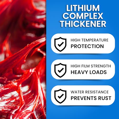 Premium Red & Tacky Grease Tube (10-Pack Case of Cartridges) Lithium Complex NLGI 2 EP for Grease Gun | High Temp Wheel Bearing Lubricant | Tractor Automotive Axle CV Trailer Ball Hitch | HeavyDuty