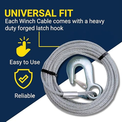 Tie Down Engineering 59385 Winch Cable 3/16" x 25' - size: 3/16 in x 25 ft