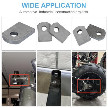 Weld on Tabs, Steel Shock Basic Weld Tab, Universal Weld on Tabs Flat Bottom Mount with a 3/8" Hole.1-1/2" Height, 1" Wide, 3/16" Thick Pack Of 10 Tabs Steel Mounting Bracket OywhC-1 - color: Flat Mount-Small 3/16" Thick