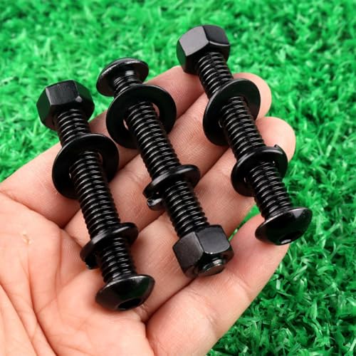 8 Sets 3/8-16 x 2 Button Head Socket Cap Bolts Screws, Hex Nuts, Flat & Lock Washers, 304 Stainless Steel 18-8 Fully Machine Thread, Black - color: Black, size: 3/8-16 x 2" (8 Sets)