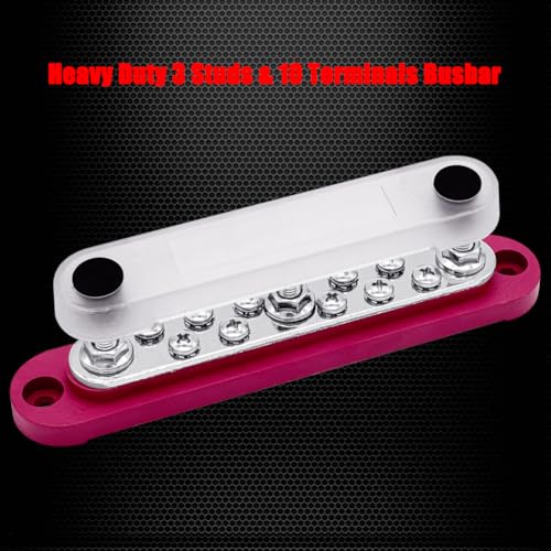 Ampper 3 x M6 Post Power Distribution Block BusBar 10 M4 Screws, 5.9" Red - color: Red, size: 3M6+10M4
