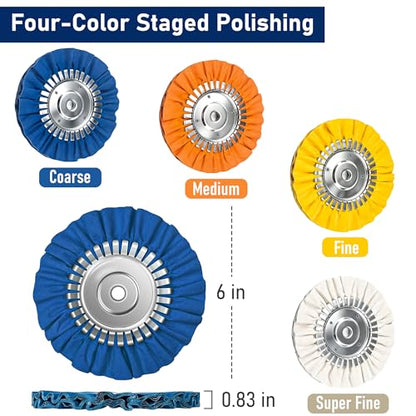11PCS 6" Airway Buffing Wheels with Flange-Free One-Piece Hub - size: 6" Airway Buffing Wheels