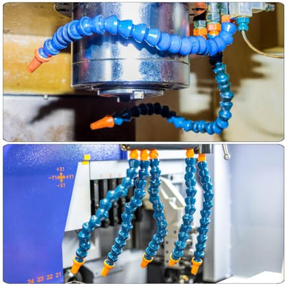 Heyiarbeit 3Pcs G1/4" Thread Flexible Water Oil Coolant Pipe Hose, 300mm Adjustable Round Nozzle Cooling Pipe Hose with Valve for Lathe CNC Water Cooling System