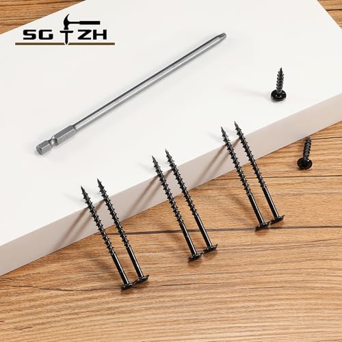 Pocket Hole Screws #8 x 1-1/2" (316Pcs) 2lb. Carbon Steel, Black, Washer Head, Coarse Thread, Square Drive,150MM Drive Bit Included - color: Black, size: #8 x 1-1/2"