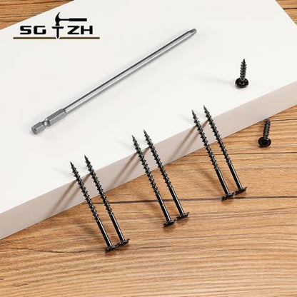 Pocket Hole Screws #8 x 1-1/2" (316Pcs) 2lb. Carbon Steel, Black, Washer Head, Coarse Thread, Square Drive,150MM Drive Bit Included - color: Black, size: #8 x 1-1/2"