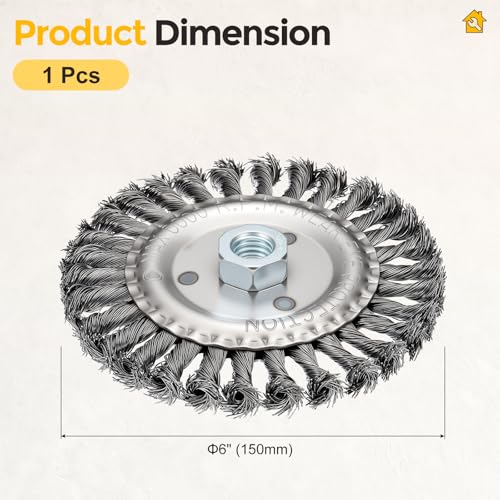 6in Wire Wheels for Angle Grinder, 5/8"-11 Arbor, Carbon Steel - size: 6 inch