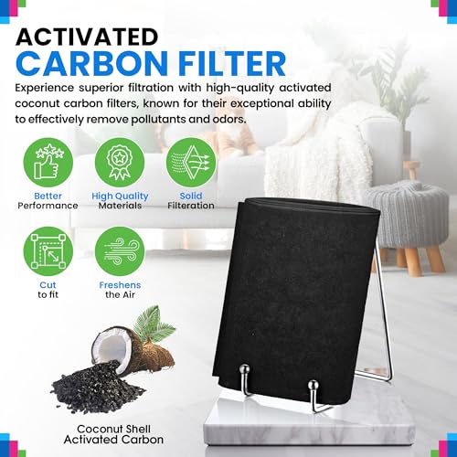 Bagean Cut to Fit Activated Carbon Filter Sheet 20” x 48” Carbon Air Filter - size: 20" x 48" x 0.2"
