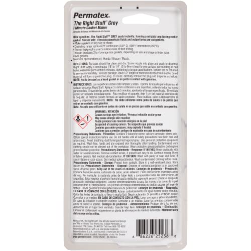 Permatex 25238 The Right Stuff 1 Minute Grey Gasket Maker, 3 oz - size: 3 Fl. Oz., style: The Right Stuff 1 Min