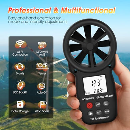 Wireless Handheld Anemometer, Digital Wind Speed Meter with APP - size: Small