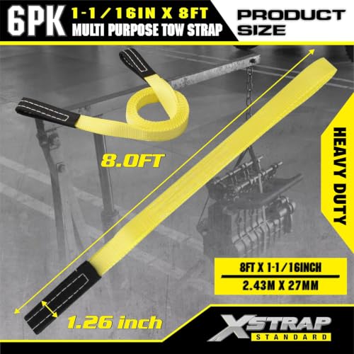 XSTRAP STANDARD 6PK 1"x8' Lift Sling Straps Wear Guard End Heavy Duty Strap - style: 6pk 1''x8ft