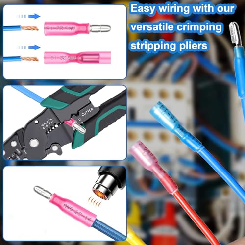 smseace 230PCS Heat Shrink Bullet Connectors Assortment Kit 22-10AWG Waterproof Bullet connectors Heat Shrink Female&Male Terminal for Automotive Boat Stereo Industrial Equipment - size: 230Pcs