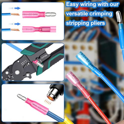 smseace 110PCS Heat Shrink Bullet Connectors Assortment Kit 22-10AWG Waterproof Bullet connectors Heat Shrink Female&Male Terminal for Automotive Boat Stereo Industrial Equipment - size: 110Pcs