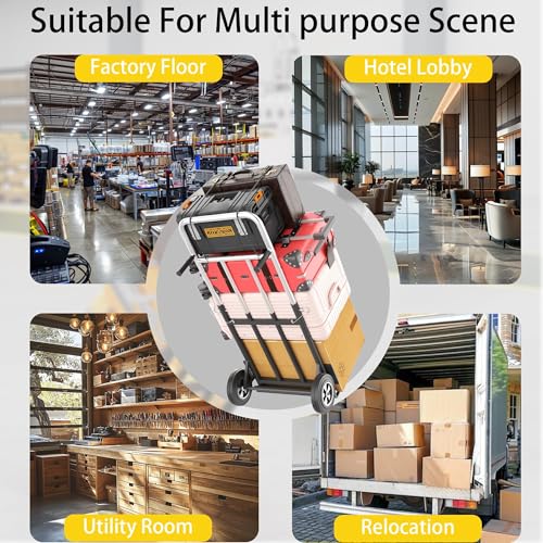 Hand Trucks Heavy Duty, Dolly Cart with Wheels 800LB Capacity, Folding Hand Truck with Retractable Handle & Solid Wheels for Warehouse, Office, Home Moving Tasks, Black