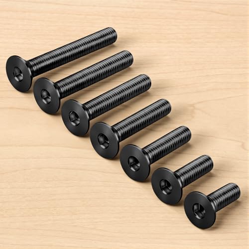 1/4-20 x 1-1/2" Flat Head Socket Cap Screws Countersunk Bolts, Stainless Steel 18-8 (304), Fully Threaded, Black Finish, Hex Spanner Included, 50 PCS - color: Black, size: 1/4-20 x 1-1/2"