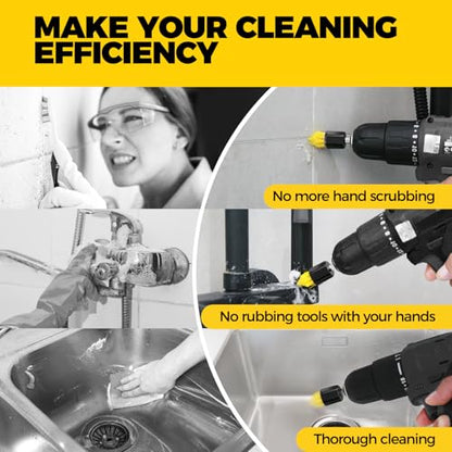 Holikme 9Pack Drill Brush Attachments Set，Power Scrubber Kit for Clean