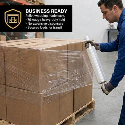 BOX USA Stretch Wrap Extra Wide Stretch Film Roll (200 Rolls) - 20 in Wide & 1000 ft long Clear Plastic Wrap with Handles for Pallet Wrapping Shipping Moving - size: 20" X 1000' (200 Rolls)