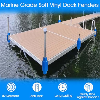 Dock Bumpers for Poles/Post, Boat Dock Bumpers Fenders - color: Blue-2pk, size: 17.6 Inch Length