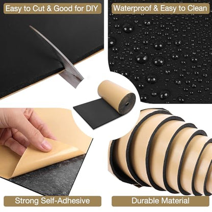 LSGCQ Sponge Neoprene Foam Padding Self Adhesive Foam Sheets, Black - color: Black, size: 12" Wide x 1/4" Thick x 59" Long