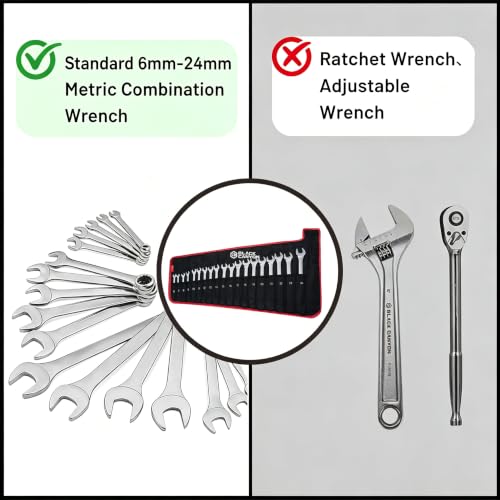 BLACK CANYON Wrench Roll Up Pouch, Waterproof, Wear-Resistant, Wrench Roll with Handle, Wrench Organizer for Manufacturing, Construction - size: 19 Pockets Metric
