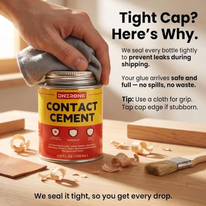 Contact Cement Adhesive 4.5 Oz, Professional Neoprene Contact Adhesive, Strong Bonding for Woodworking, Leather, Repairs and Crafts, Heat-Resistant, Quick-Drying